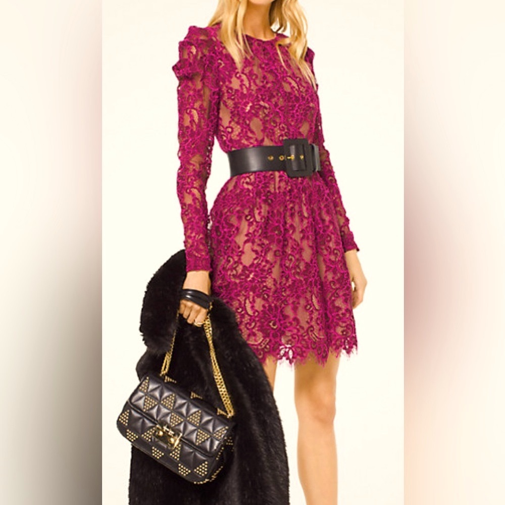 MICHAEL Michael Kors Scalloped Corded Floral Lace Dress Size 0